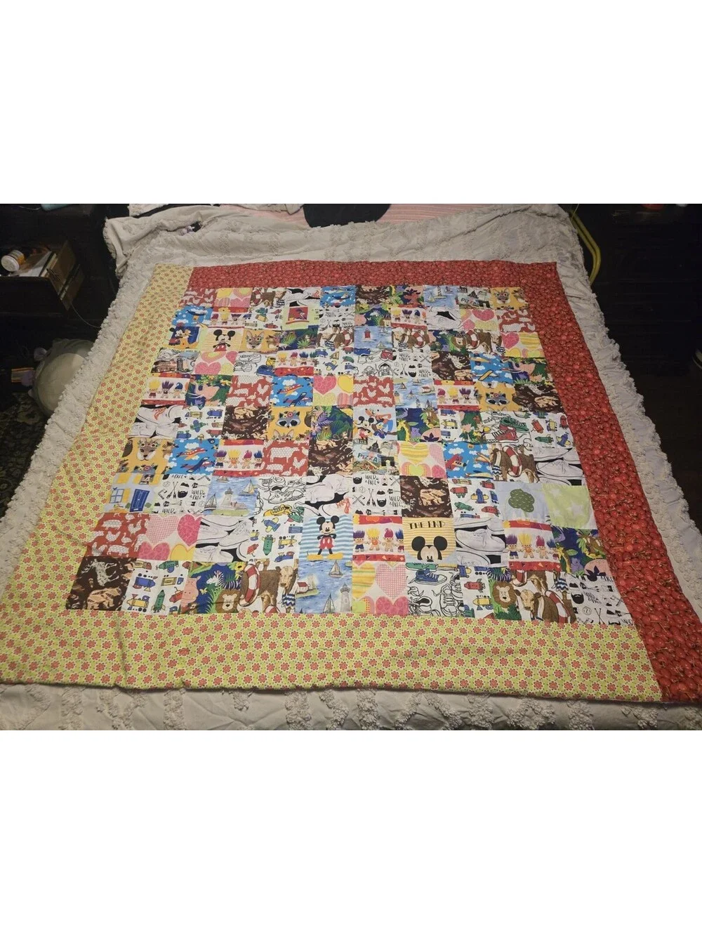 Vintage Handmade Patchwork 90s Trolls Crayola Disney Approx: 52x52